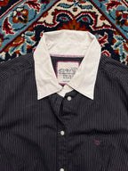 ESPRIT Womens Black White Pinstripe BUTTON DOWN SHIRT - M