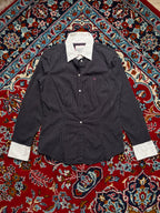 ESPRIT Womens Black White Pinstripe BUTTON DOWN SHIRT - M