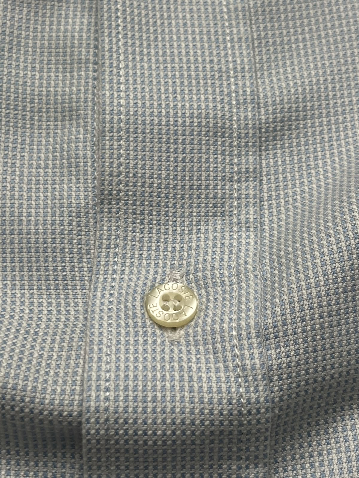 Lacoste Light Blue Micro Check Cotton Button Down Shirt - XL