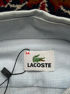 Lacoste Light Blue Micro Check Cotton Button Down Shirt - XL