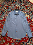 Valentino Rich Blue Micro Dotted Print Slim Fit Button Down Shirt - M