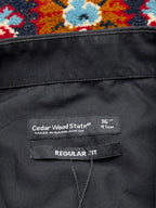 Cedar Wood State Black Plain Regular Fit Button Down Shirt - L