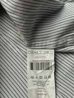 Moss 1851 White Blue Striped Slim Fit Button Down Shirt - L