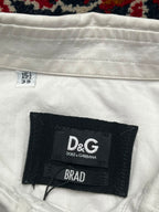 D&G Dolce & Gabbana White Plain Brad Button Down Shirt - M