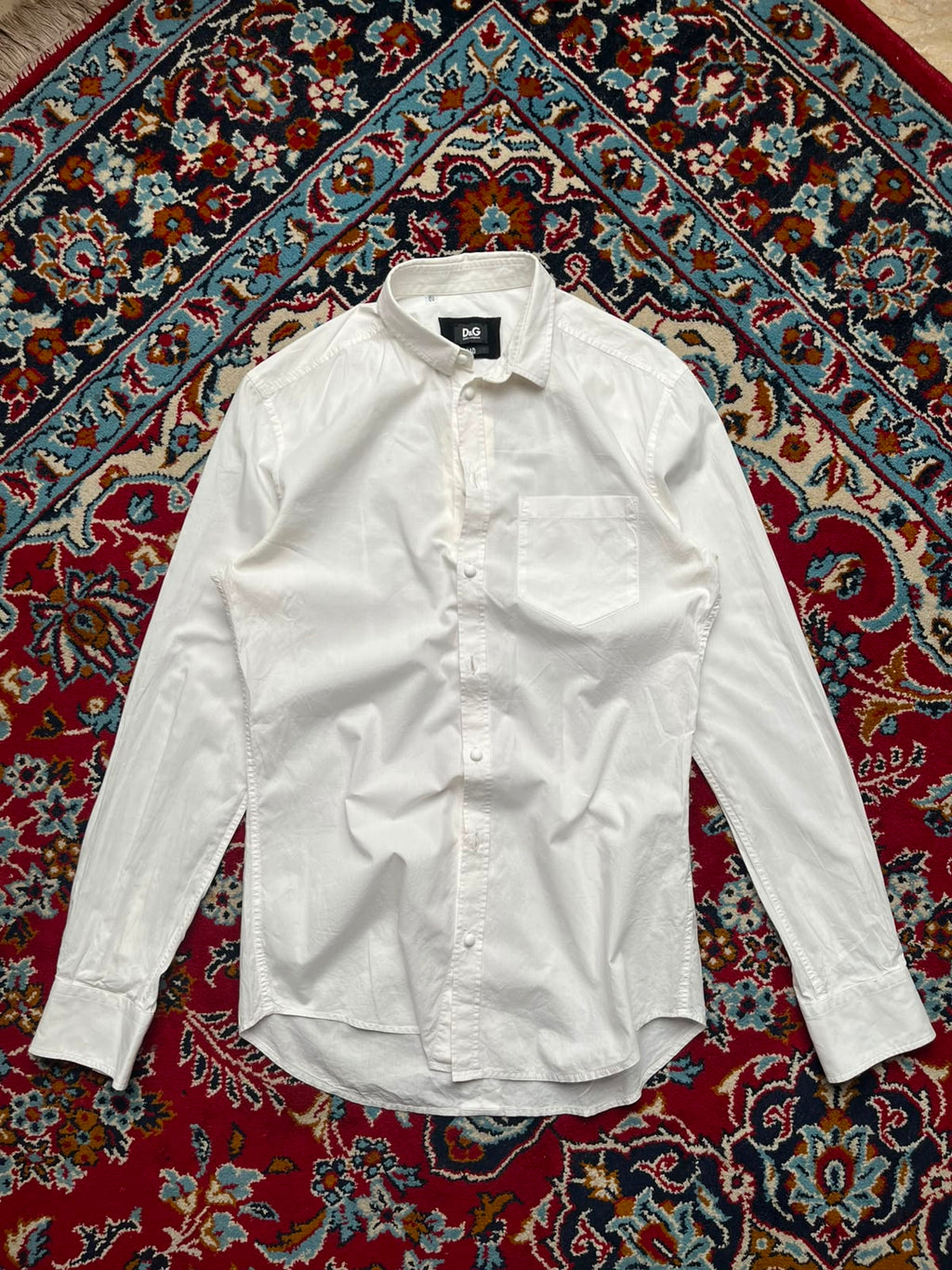 D&G Dolce & Gabbana White Plain Brad Button Down Shirt - M