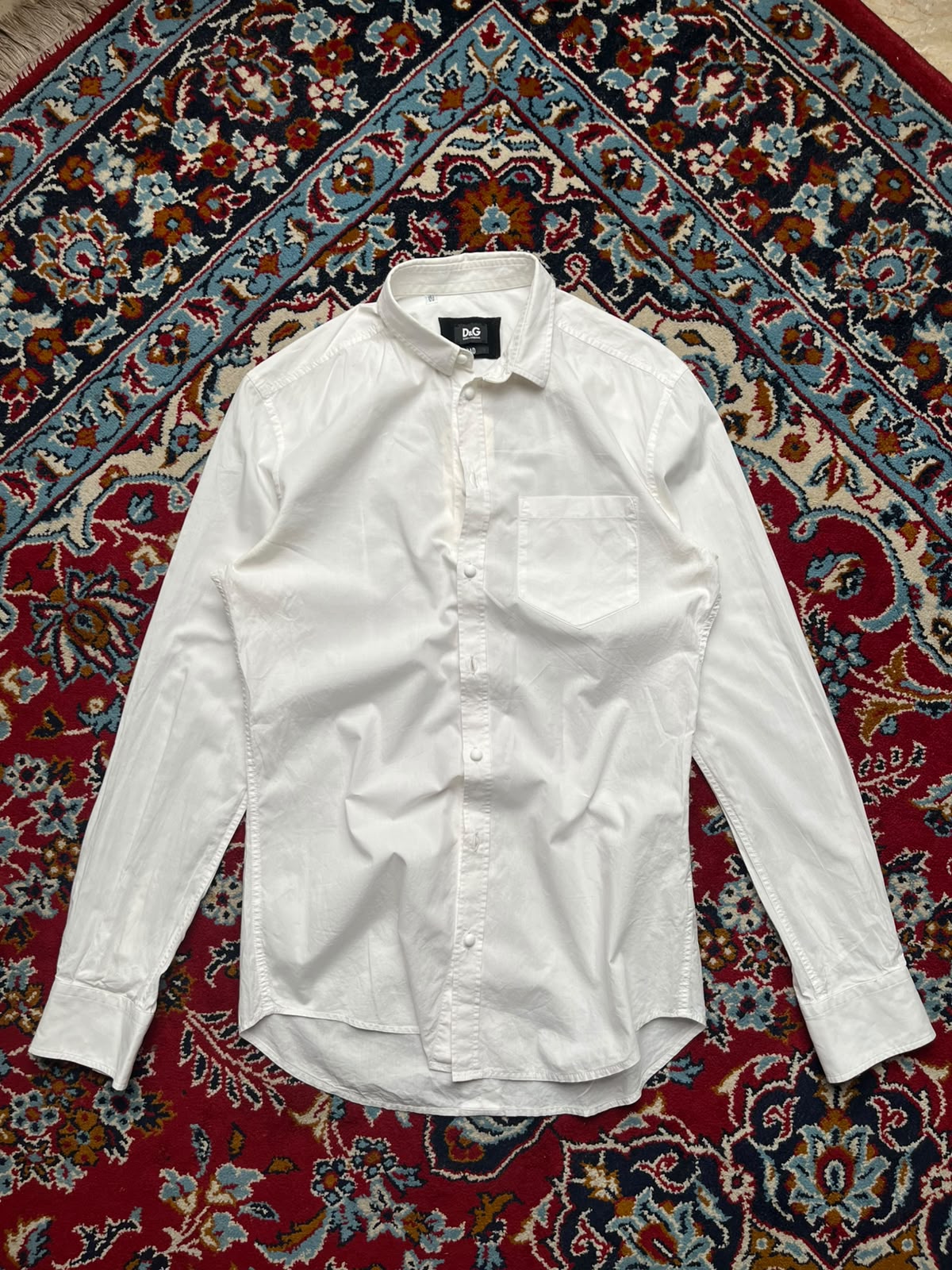 D&G Dolce & Gabbana White Plain Brad Button Down Shirt - M