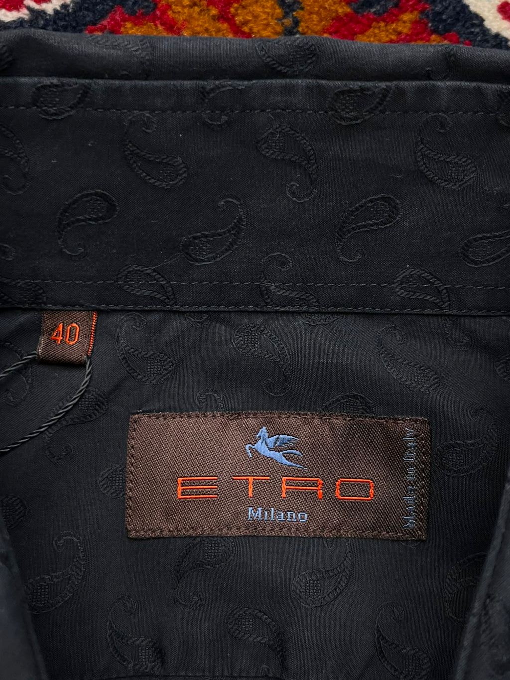 Etro Milano Black Jacquard Paisley Sim Fit Button Down Shirt - Ll