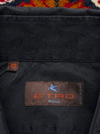 Etro Milano Black Jacquard Paisley Sim Fit Button Down Shirt - L