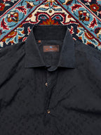 Etro Milano Black Jacquard Paisley Sim Fit Button Down Shirt - L