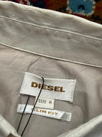 Diesel Slim Fit Beige Two Tone Paneled Button Down Shirt - L