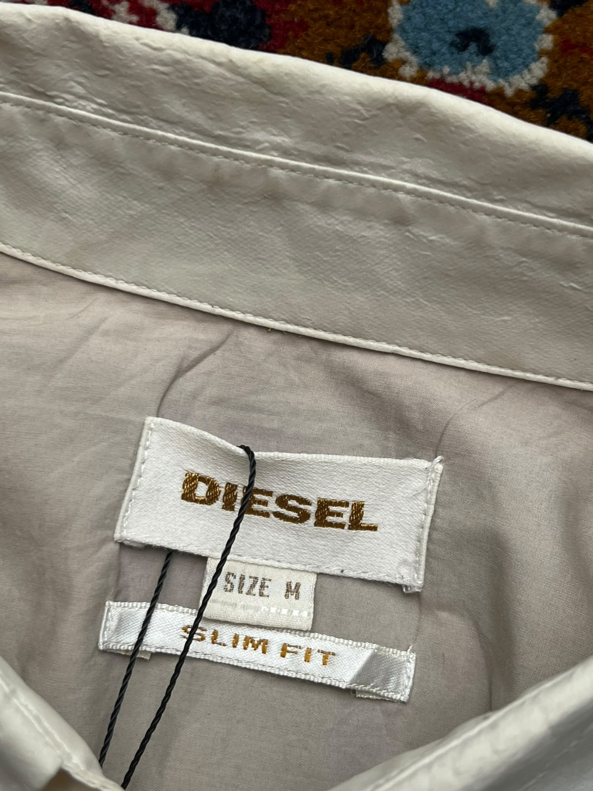 Diesel Slim Fit Beige Two Tone Paneled Button Down Shirt - L