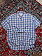 Lacoste Blue Plaid Check Button Down Shirt - XL