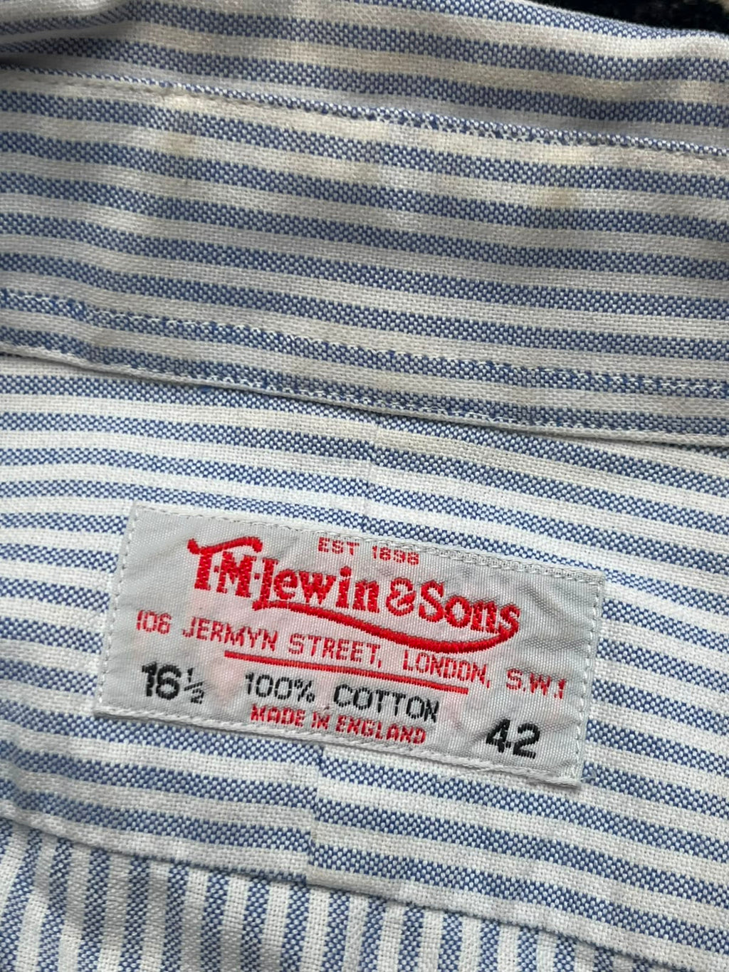 TM Lewin & Sons Blue White Striped Button Down Shirt - XL