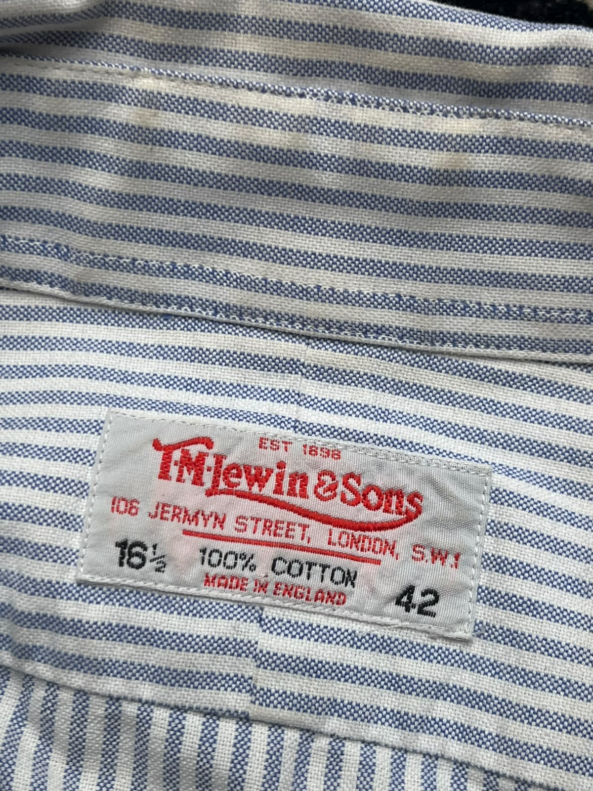TM Lewin & Sons Blue White Striped Button Down Shirt - XL