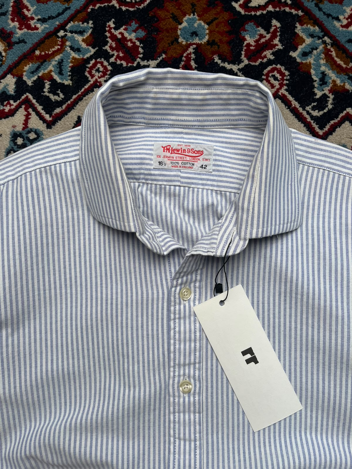 TM Lewin & Sons Blue White Striped Button Down Shirt - XL