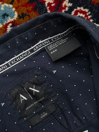 Armani Exchange Slim Fit Navy Blue Micro Dot Print Button Down Shirt - S