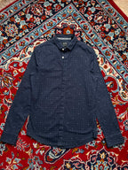 Armani Exchange Slim Fit Navy Blue Micro Dot Print Button Down Shirt - S