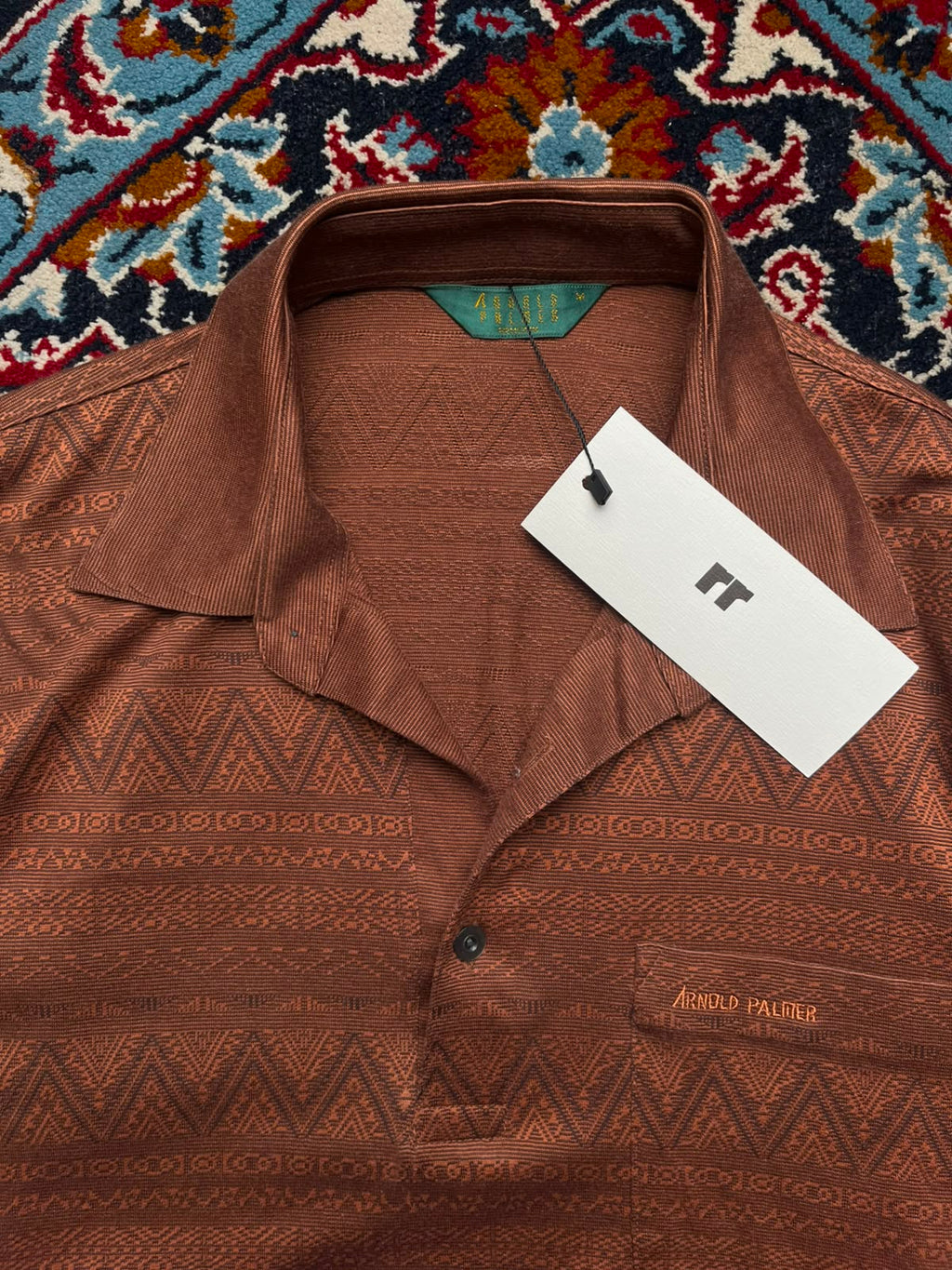 VINTAGE ARNOLD PALMER BROWN FULL SLEEVE POLO SHIRT - M