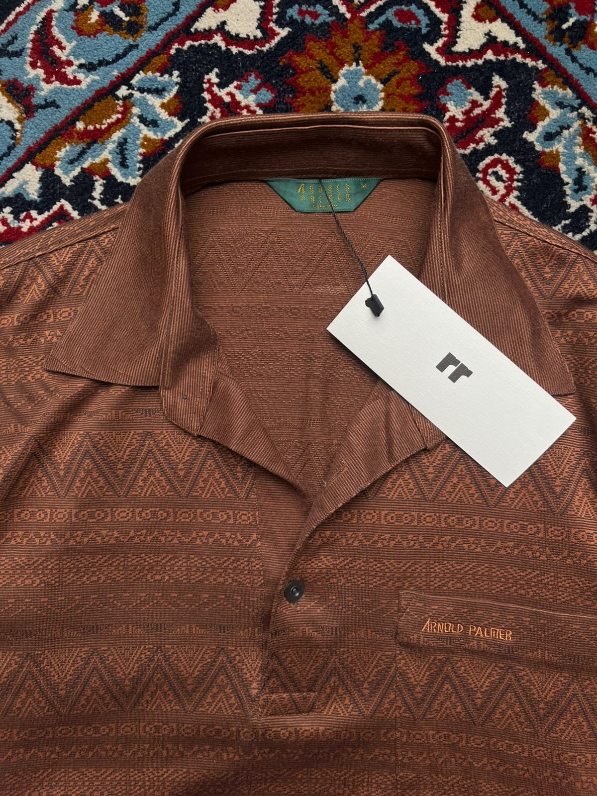 VINTAGE ARNOLD PALMER BROWN FULL SLEEVE POLO SHIRT - M