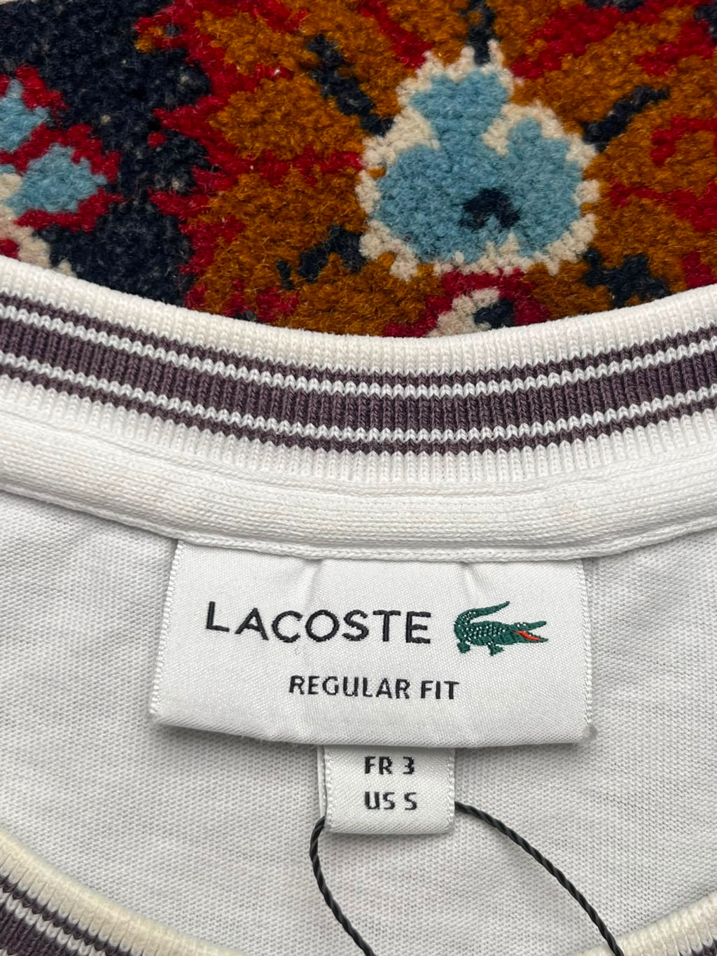 LACOSTE REGULAR FIT WHITE TEE - S