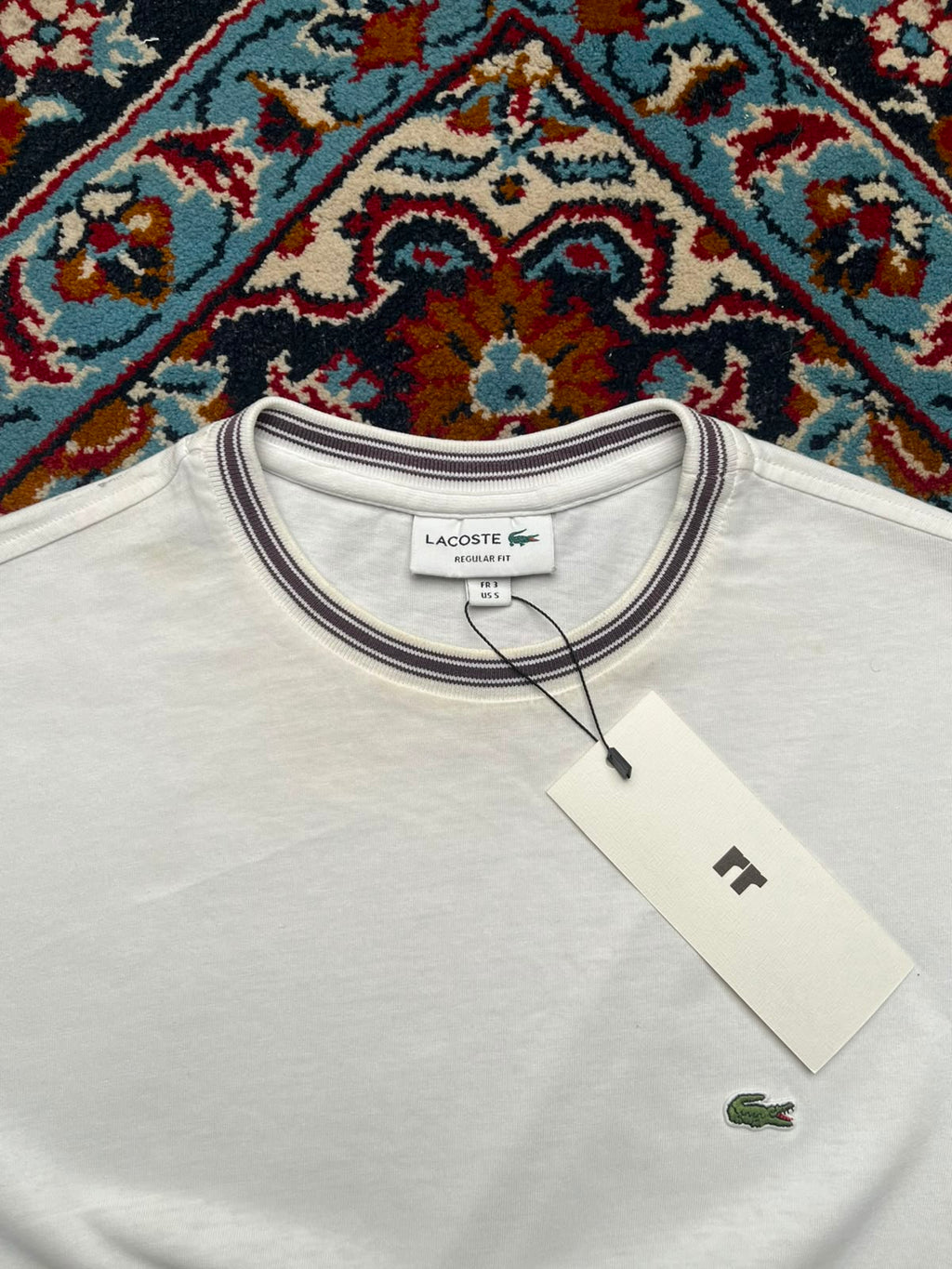 LACOSTE REGULAR FIT WHITE TEE - S