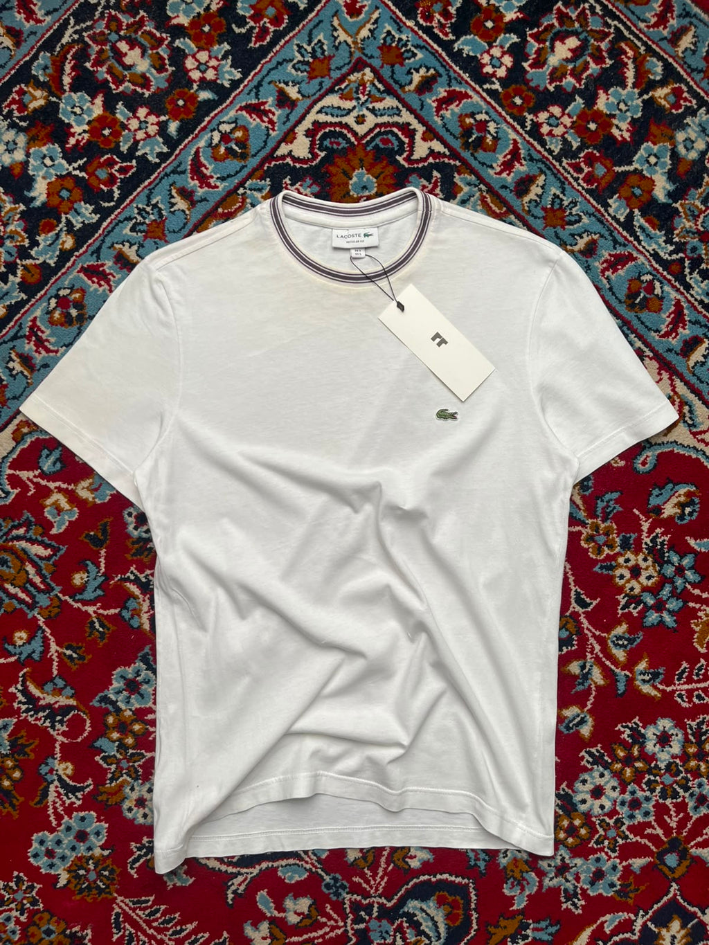 LACOSTE REGULAR FIT WHITE TEE - S