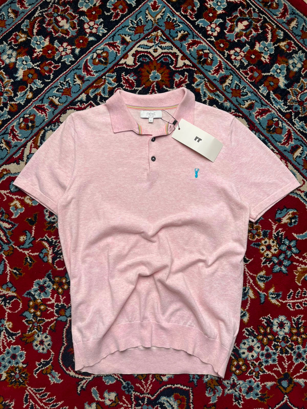 NEXT LIGHT PINK Knit POLO TEE - M