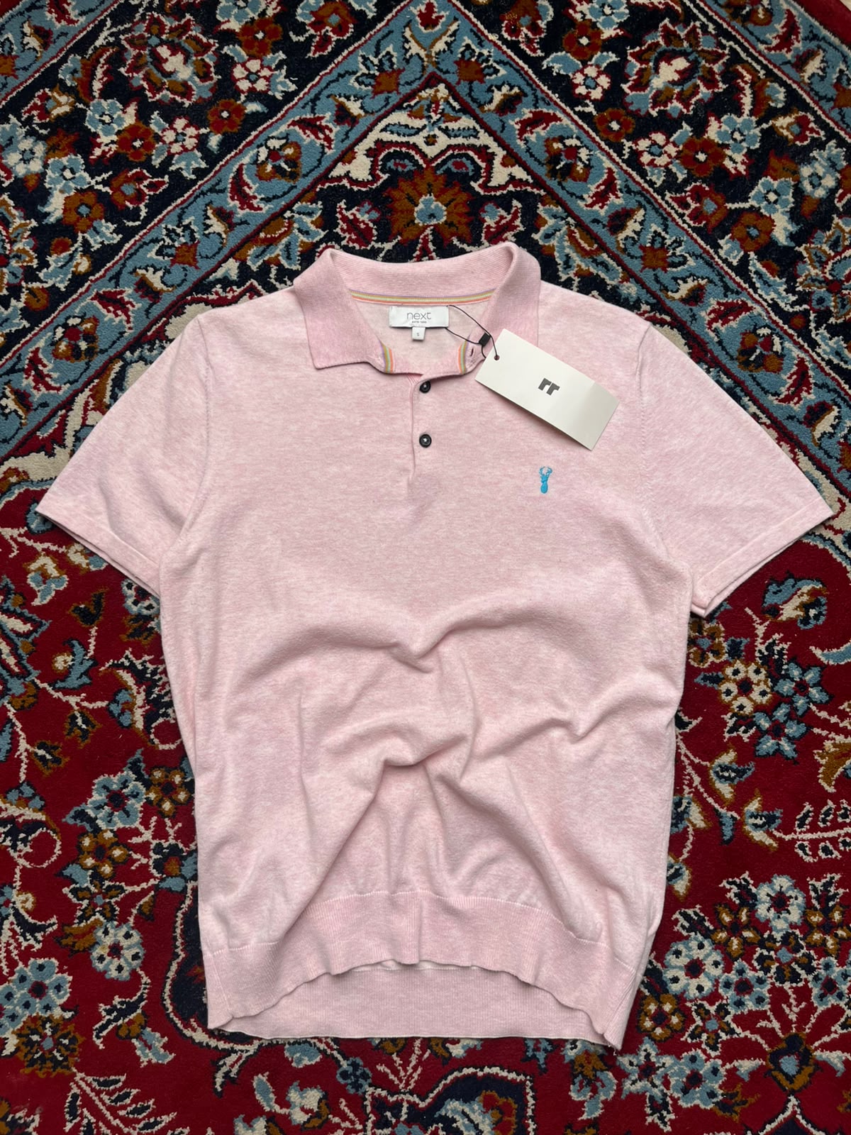 NEXT LIGHT PINK Knit POLO TEE - M