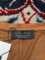 ZARA MAN BROWN SUEDE TEE - L