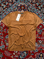 ZARA MAN BROWN SUEDE TEE - L