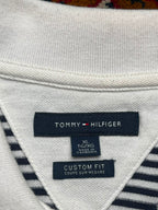TOMMY HILFIGER CUSTOM FIT BLACK WHITE STRIPE POLO TEE - XL