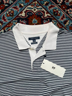 TOMMY HILFIGER CUSTOM FIT BLACK WHITE STRIPE POLO TEE - XL
