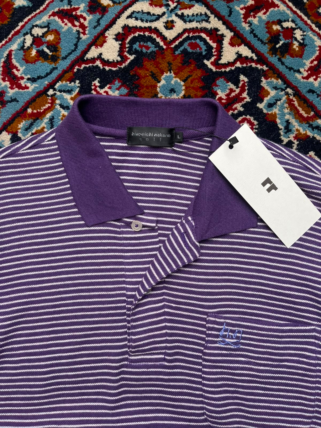 Hiromichi Nakano Golf Purple Striped Polo TEE - L
