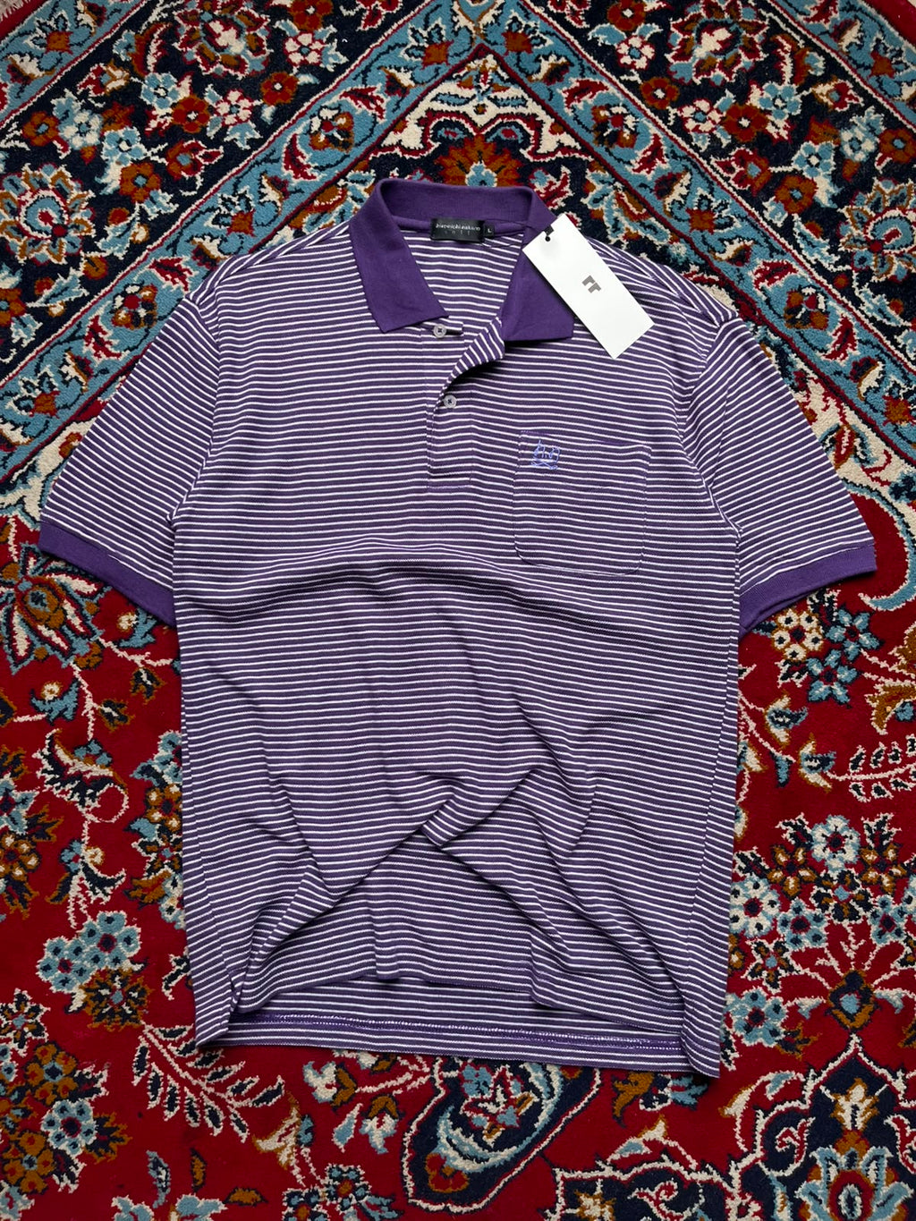 Hiromichi Nakano Golf Purple Striped Polo TEE - L
