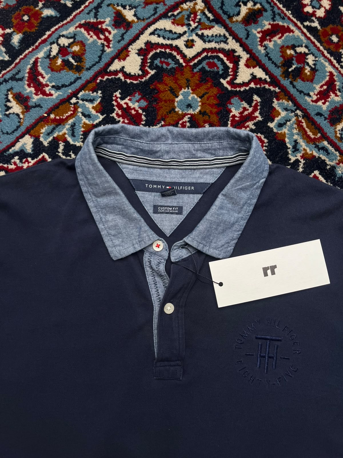 TOMMY HILFIGER NAVY BLUE CUSTOM FIT POLO TEE - XL