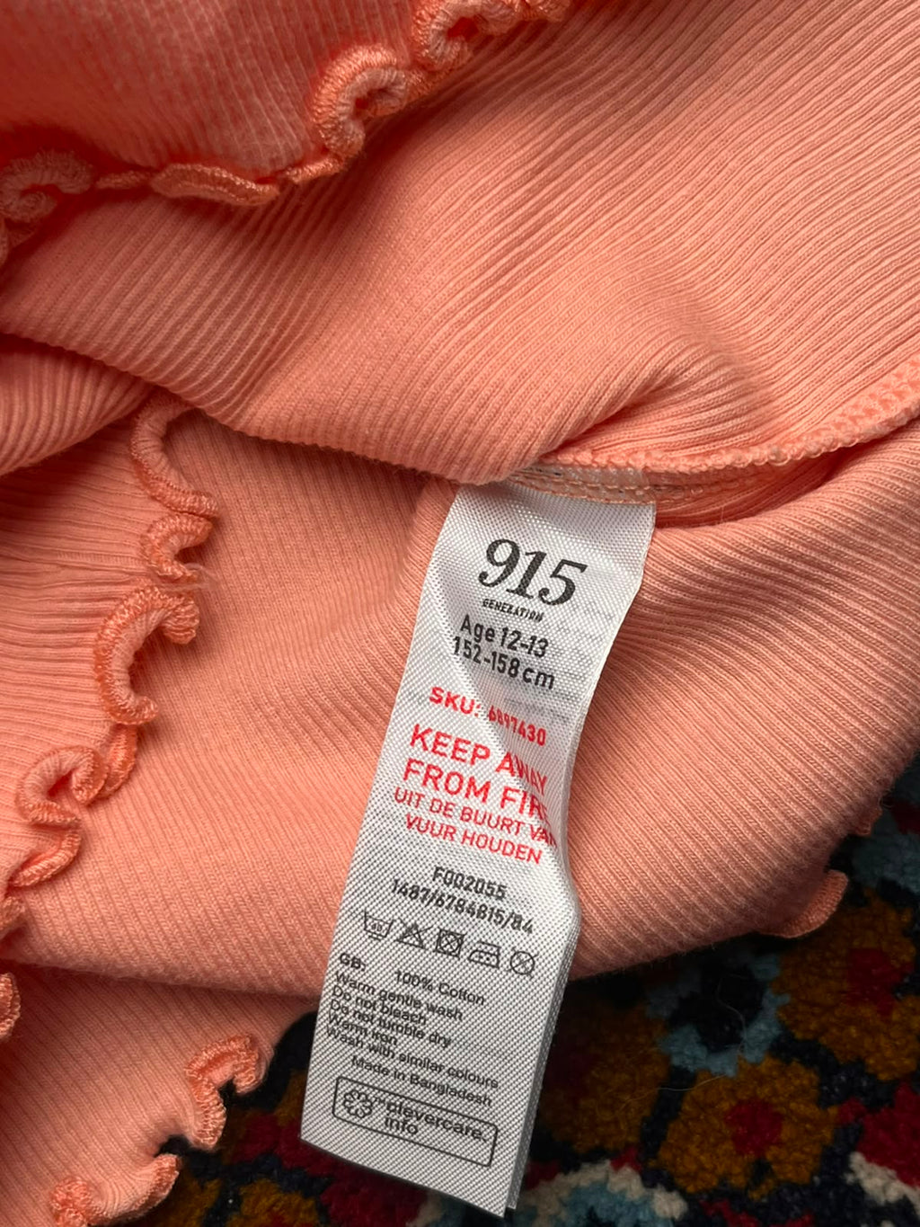 New Look 915 Girls Peach Ribbed Trim Tank Top - XS