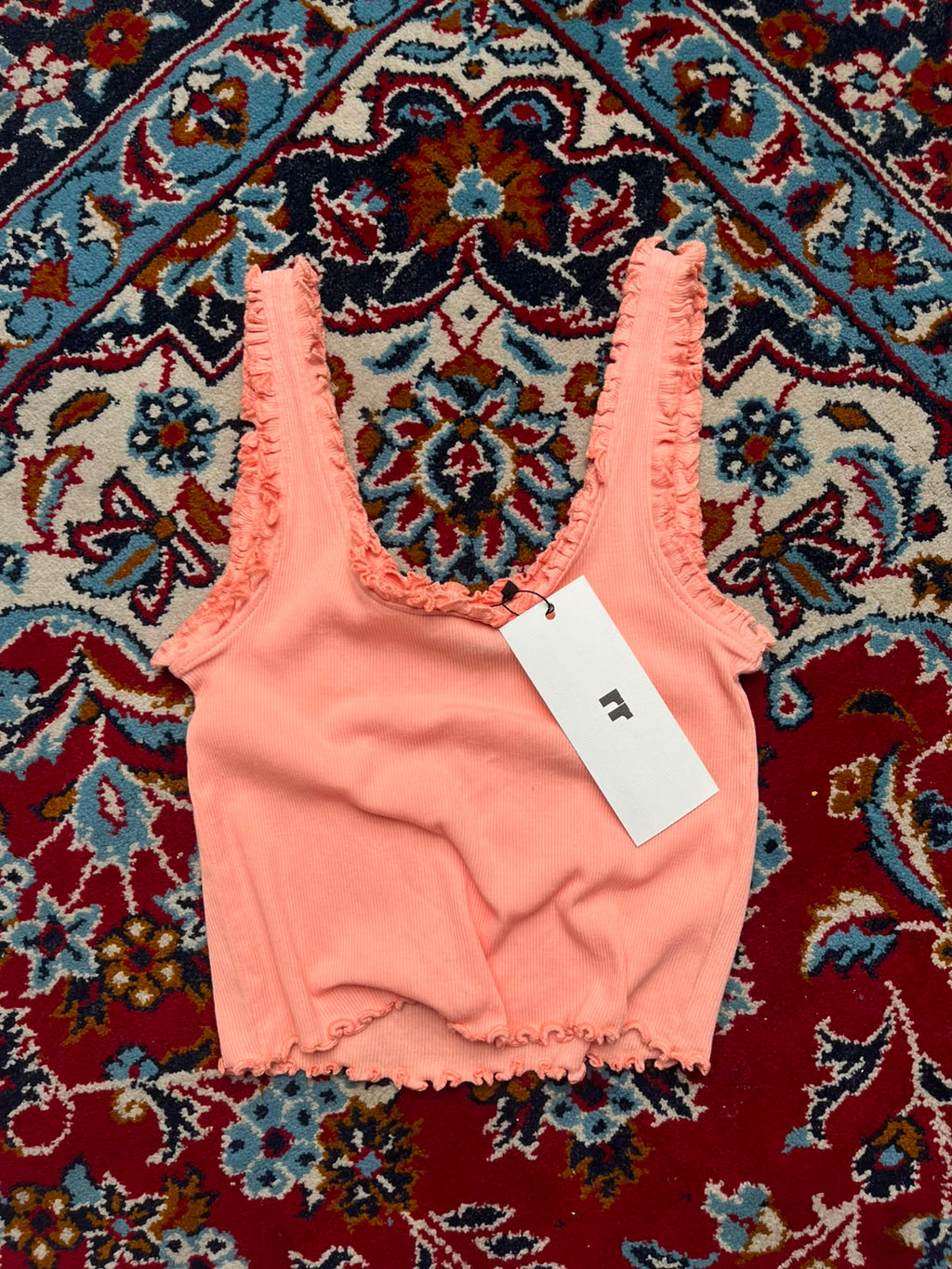 New Look 915 Girls Peach Ribbed Trim Tank Top - XS