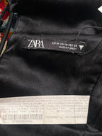 Zara Black Satin Lace Up Back Long Sleeve Blouse - S