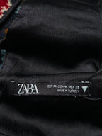 Zara Black Satin Lace Up Back Long Sleeve Blouse - S