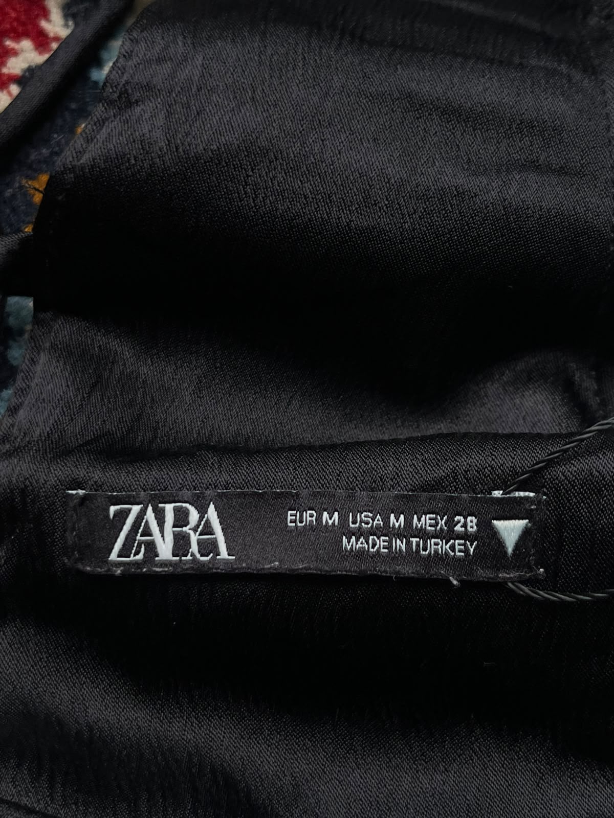 Zara Black Satin Lace Up Back Long Sleeve Blouse - S