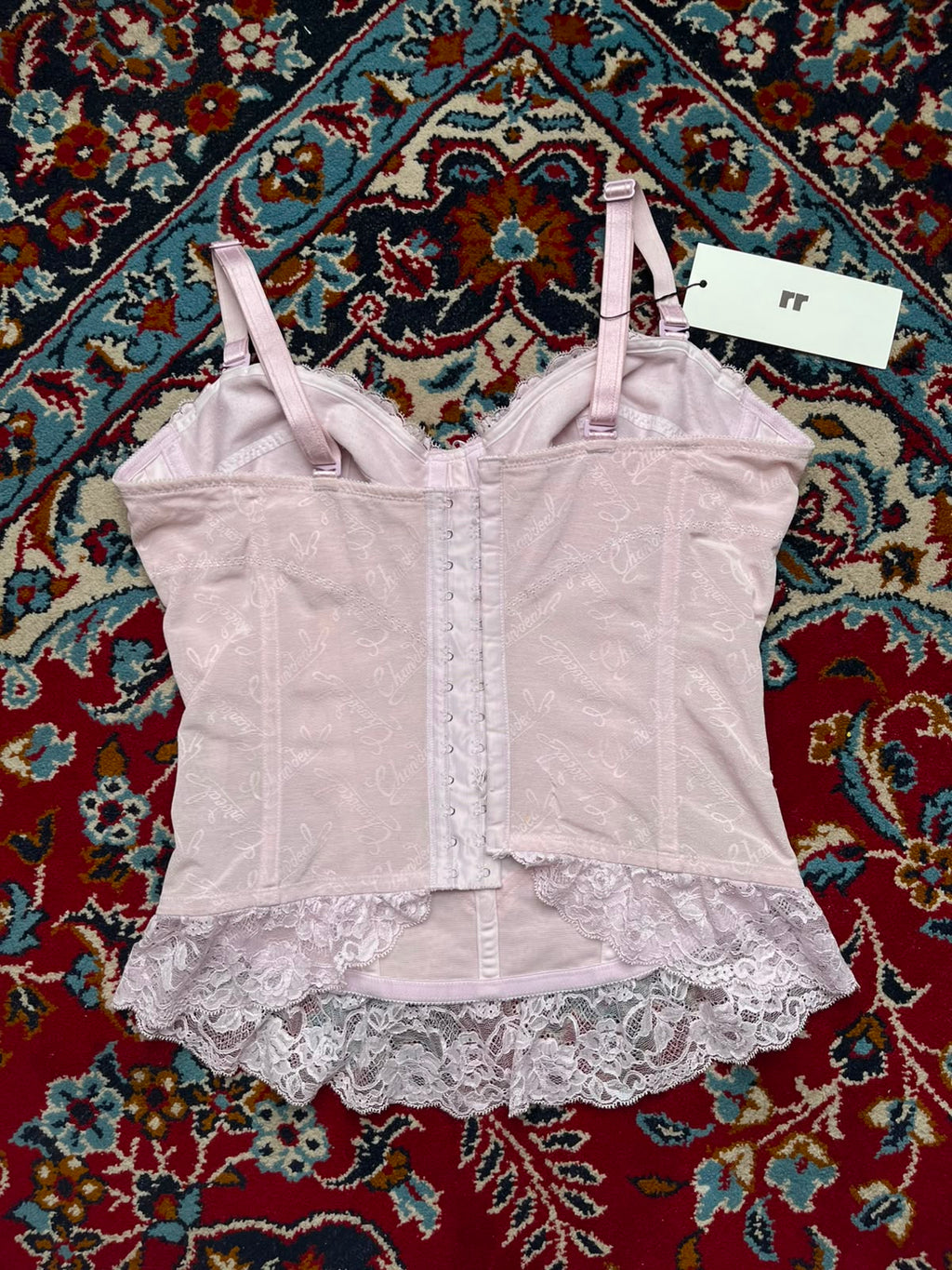 Vintage Charle Chandeal Pink Floral Lacy Corset  - M