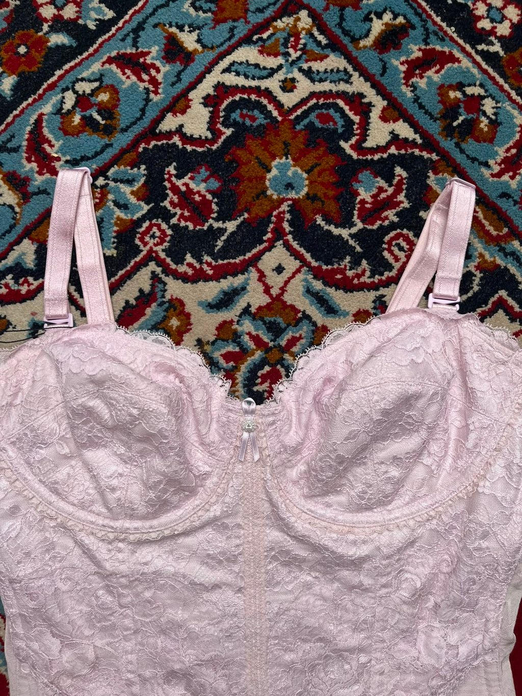 Vintage Charle Chandeal Pink Floral Lacy Corset  - M