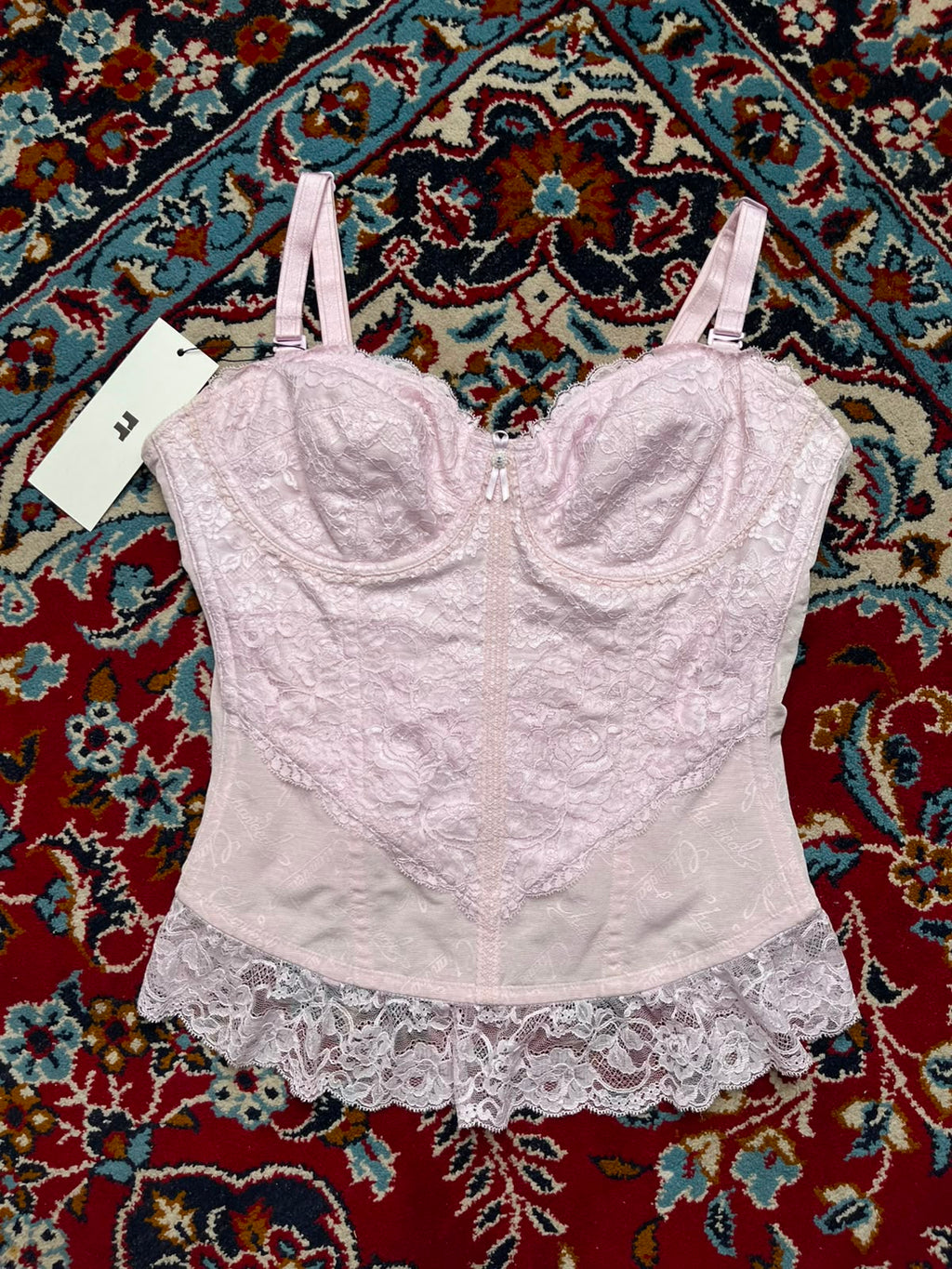 Vintage Charle Chandeal Pink Floral Lacy Corset  - M