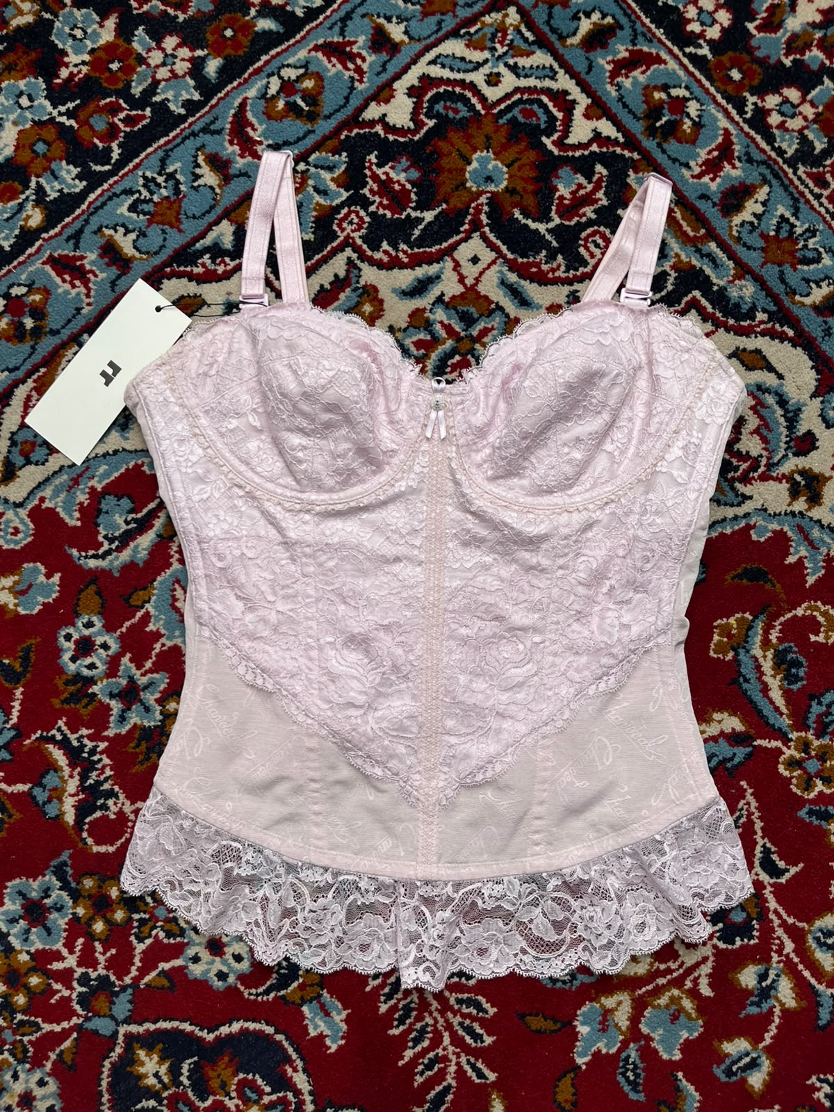 Vintage Charle Chandeal Pink Floral Lacy Corset  - M