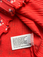 Art Class Target Coral Red Floral Lettuce Trim Ribbed TEE - XS