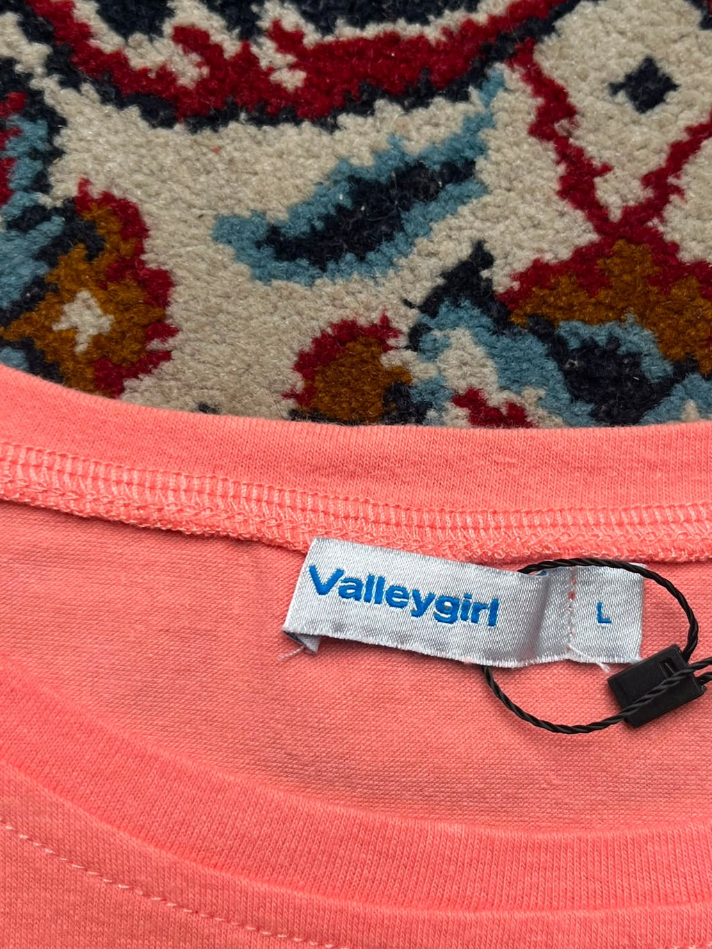 Valleygirl Neon Coral Pink Solid Cropped Scoop Neck TEE - XS