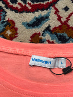 Valleygirl Neon Coral Pink Solid Cropped Scoop Neck TEE - XS