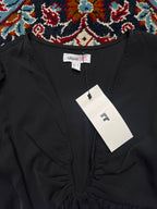 Urban Bliss Black Plunge V-Neck Ruched Front Peplum Blouse - S