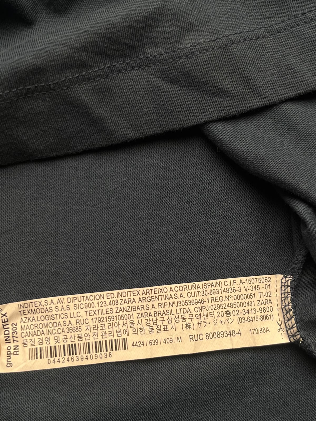 Zara Slate Blue Mock Neck Ribbed Relaxed Fit High Collar TEE - L
