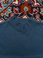 Zara Slate Blue Mock Neck Ribbed Relaxed Fit High Collar TEE - L